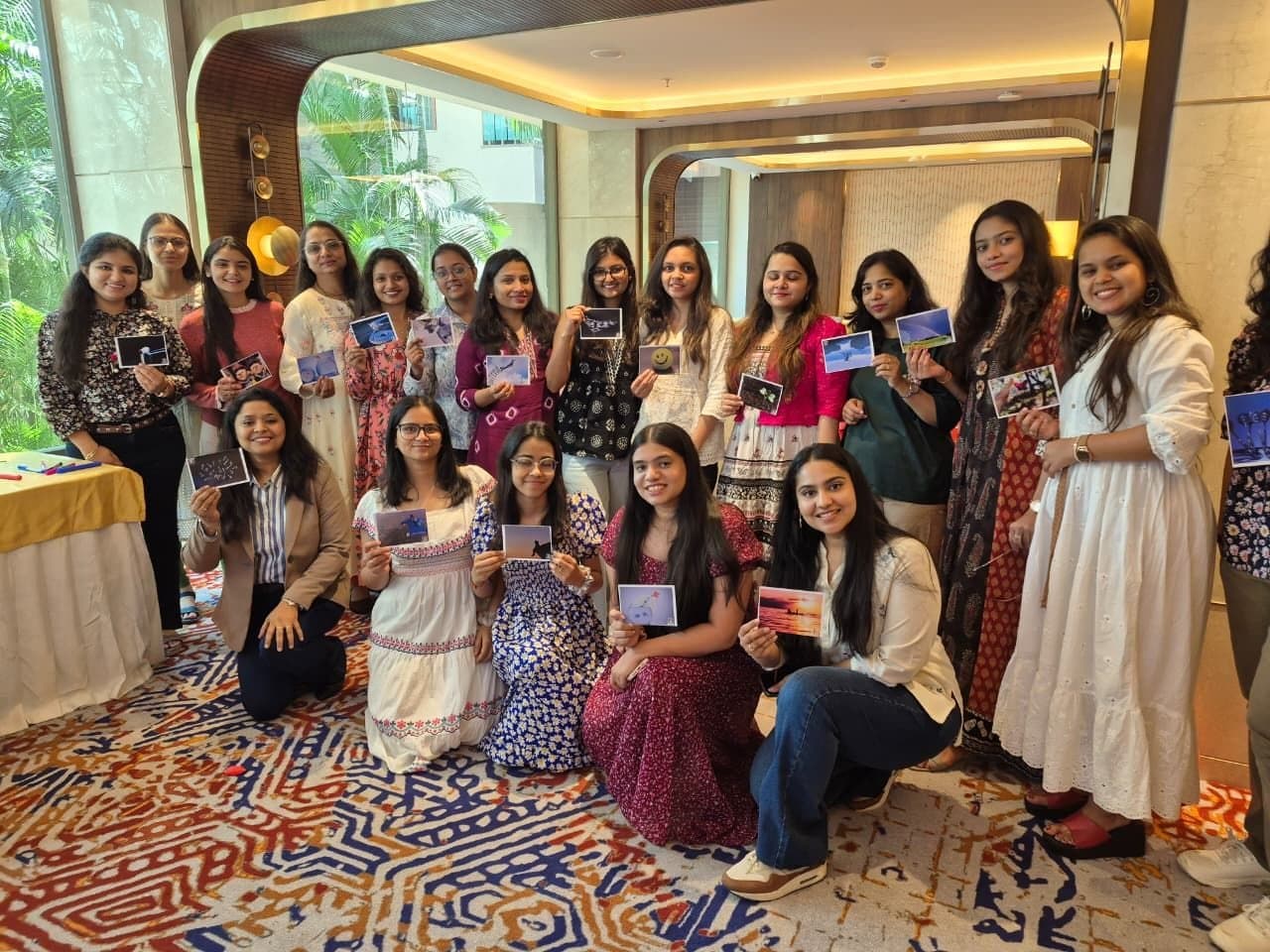 A group of participants smiling together after a session